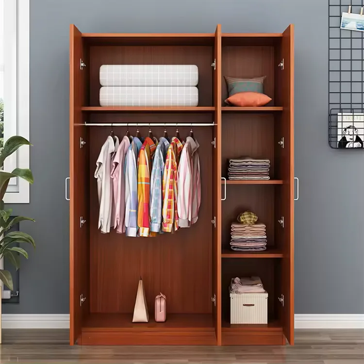 Three door Clothing cabinet dark color melamine with keeping clothes