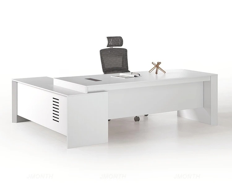 Modern L-shape executive office desk with storage Saudi Arabia | مكتب تنفيذي عصري على شكل L مع وحدات تخزين في السعودية